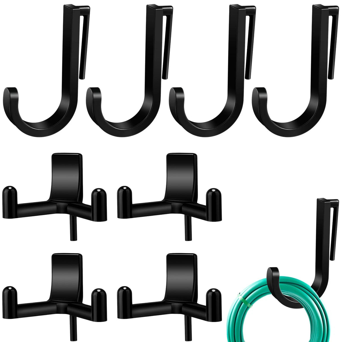 Qiyaz 8 Pcs J/V Shed Storage Hooks, Accessories, Compatible with Black