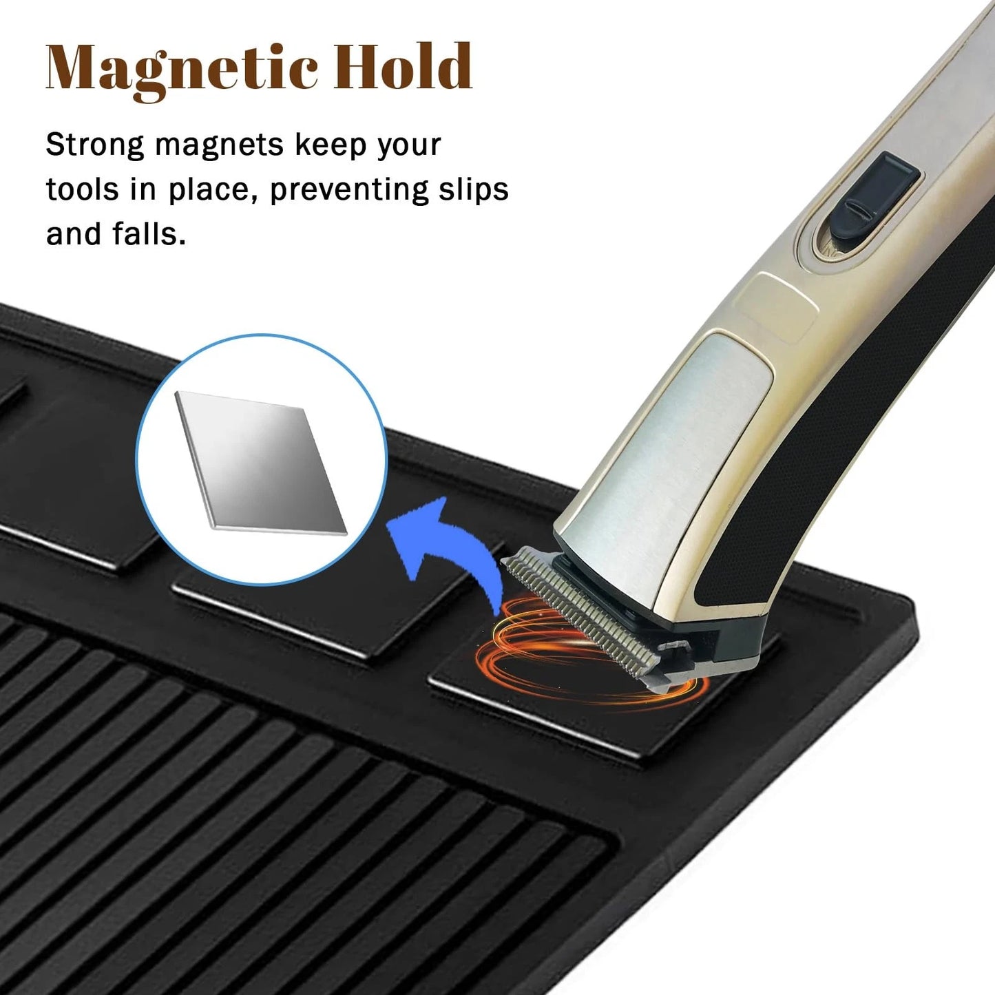 Adevar Magnetic Barber Mat for Clippers,Barber Station Organizer Black
