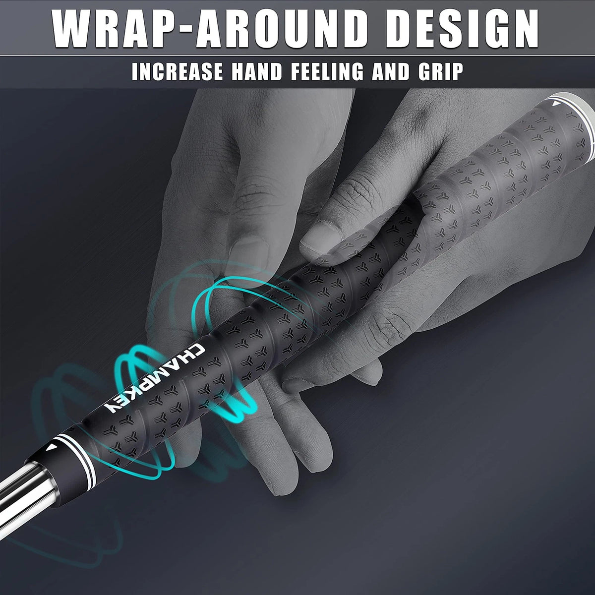 CHAMPKEY WRAP-Y Rubber Golf Grips 13 Pack Come with All Repair Kits - Black