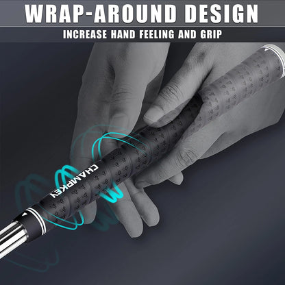 CHAMPKEY WRAP-Y Rubber Golf Grips 13 Pack Come with All Repair Kits - Black