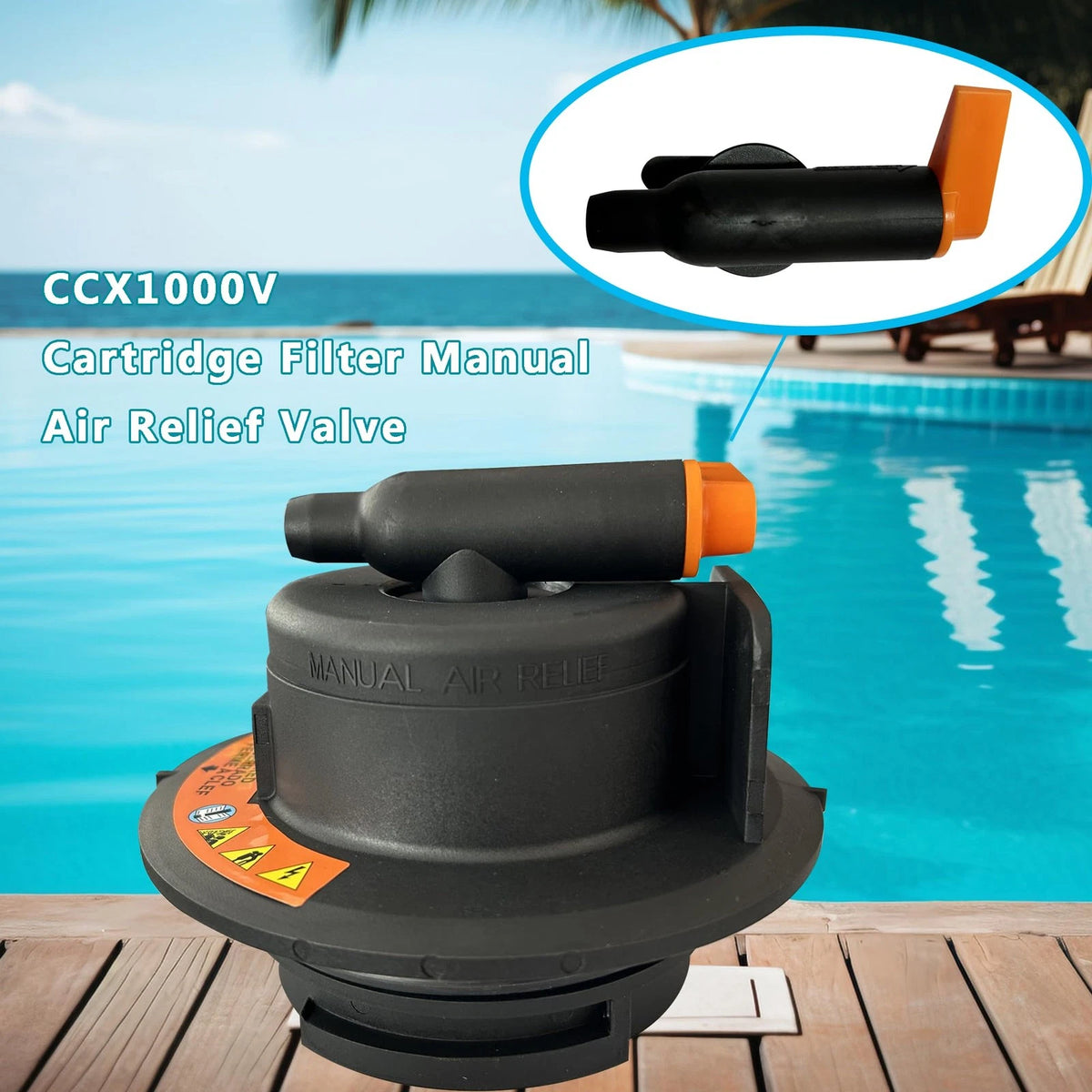 DEF CCX1000V Cartridge Filter Manual Air Relief Valve Replacement for Black