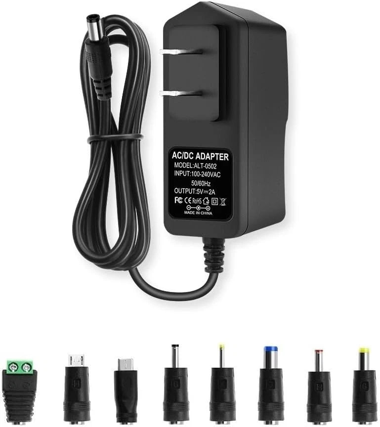 5V 2A Power Supply Adapter, AC to DC Adapter Cord, 100-240 Black