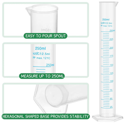 Affrolling 2 Pack 250ml Plastic Graduated Cylinder Hydrometer Test Tube...