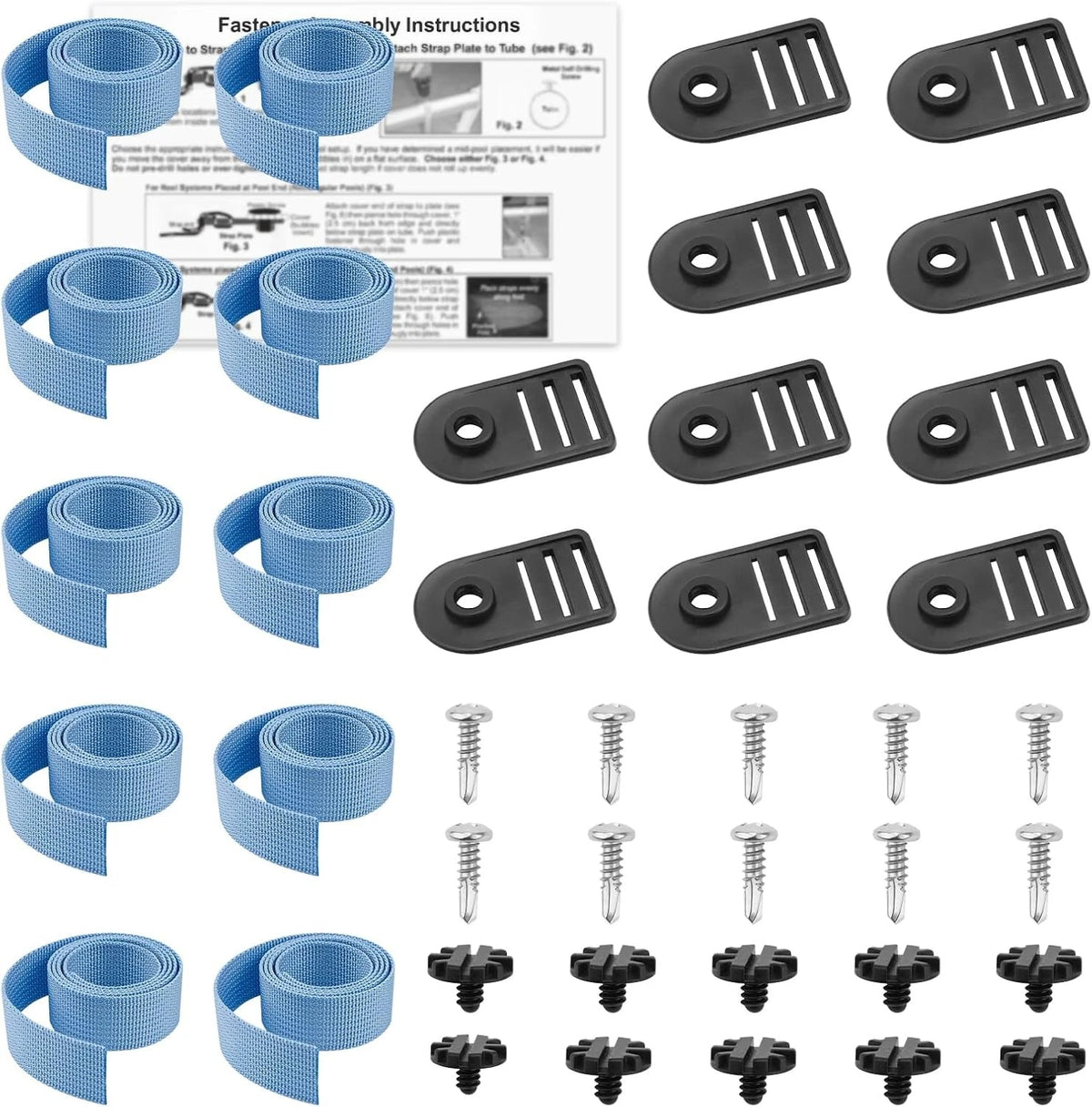 Pool Solar Cover Reel Straps, Tube & Blanket Fastening Kit...