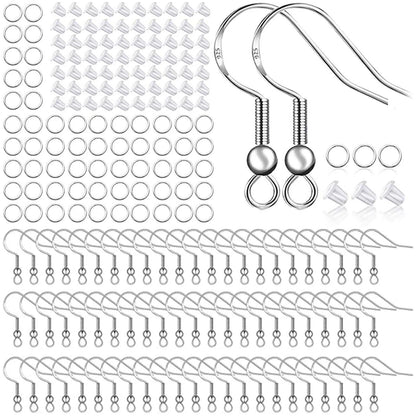925 Sterling Silver Plated Earring Hooks 150 PCS/75 Pairs,Ear 500pcs,