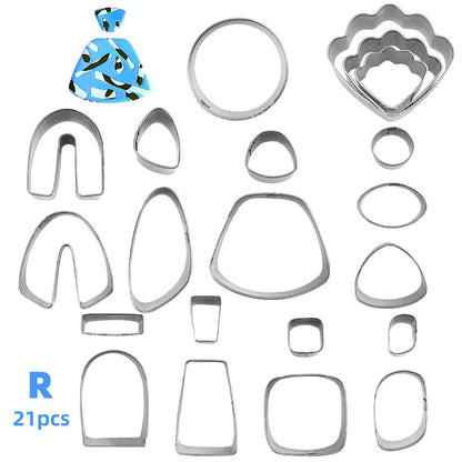 21PCS Polymer Clay Cutters Set Earring Jewellery Cutting Mold Tool Findings DIY