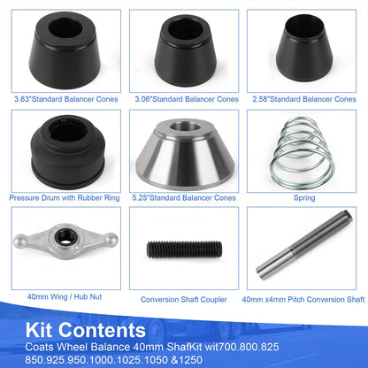 Complete 28mm to 40mm Shaft Conversion Kit with Cones & Wing Nut
