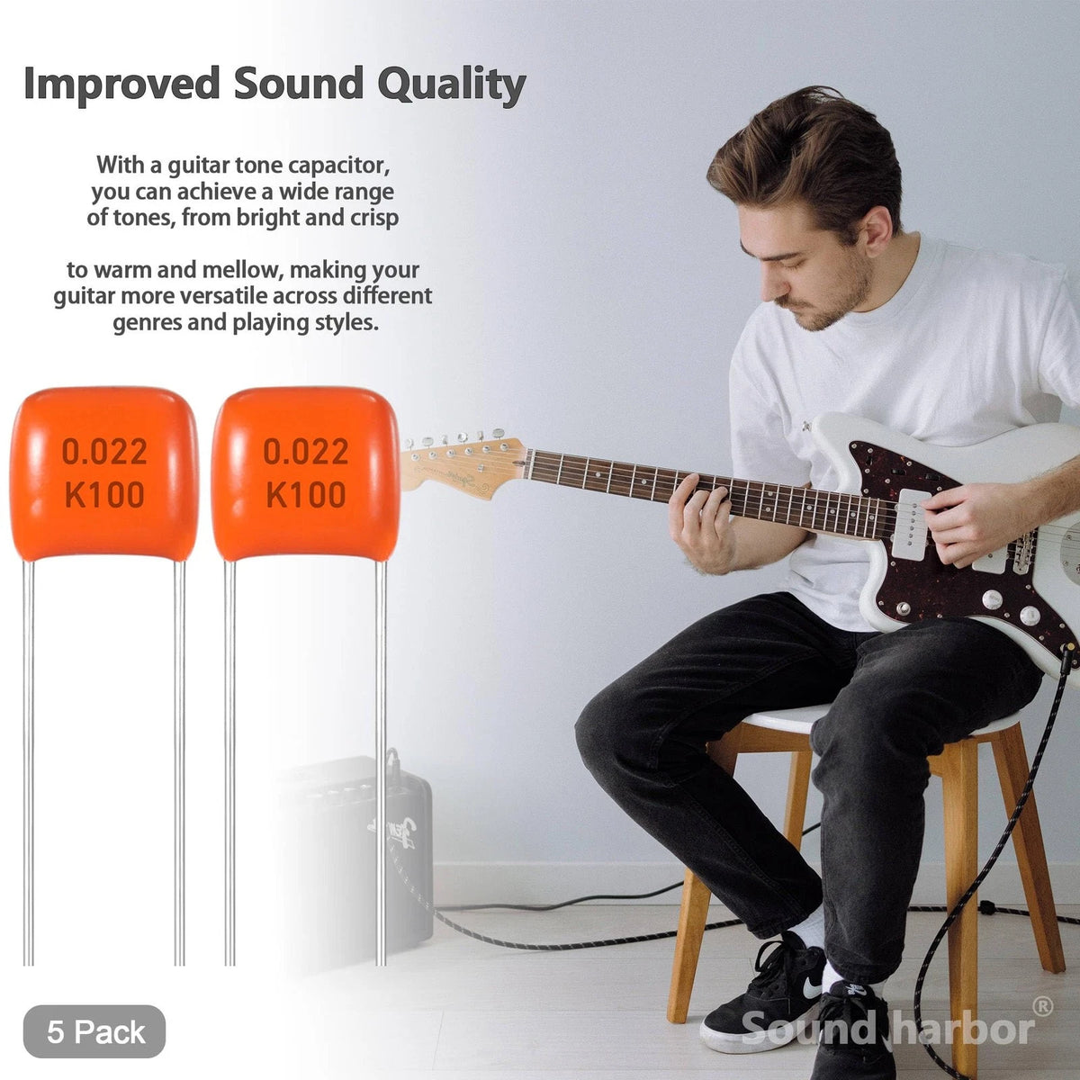 Sound harbor Orange Guitar Capacitor for Electric Bass .022 uF 5psc...