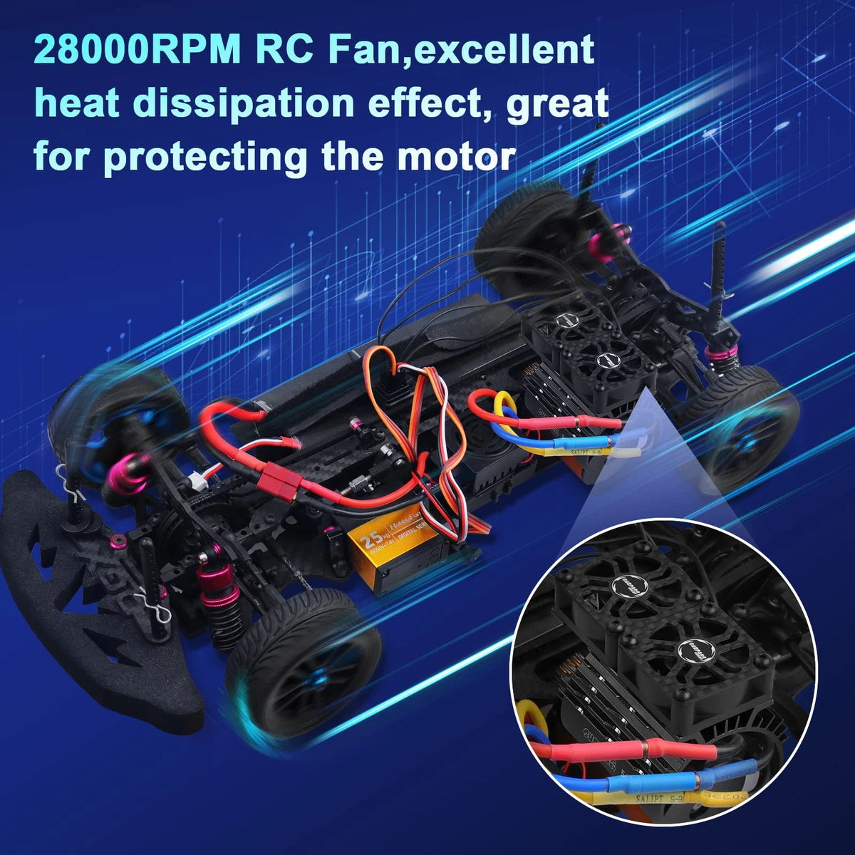 RC Car Motor Cooling Fans Surpass Hobby 30mm Black-dual for 36mm