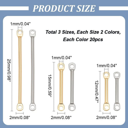 PH PandaHall 120pcs Earring Links Connectors 3 Golden & Stainless Steel Color