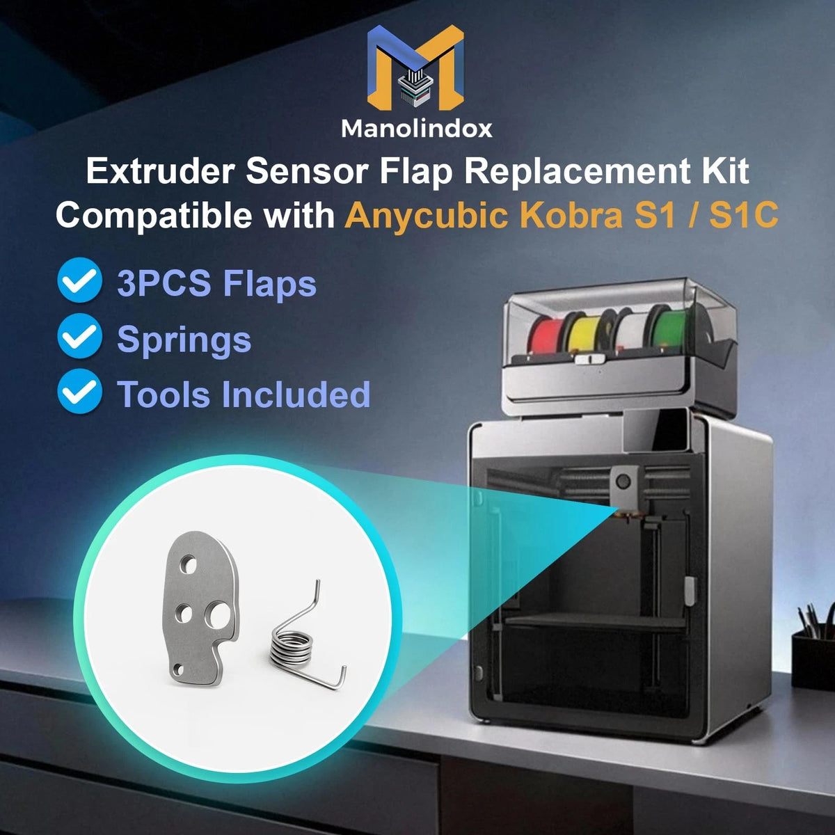 Mondlinflex 3PCS Extruder Sensor Flap Replacement with Spring for Anycubic...