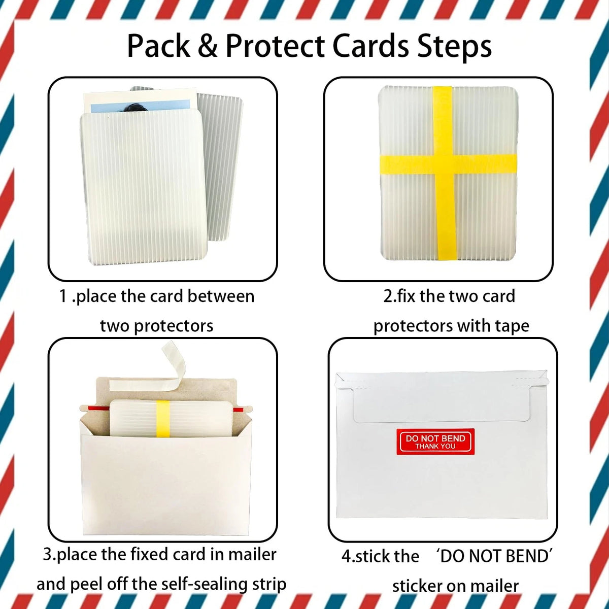 50Set Trading Card Shipping Supplies Kit, 100pcs 4.5 x 6.5 inches, white