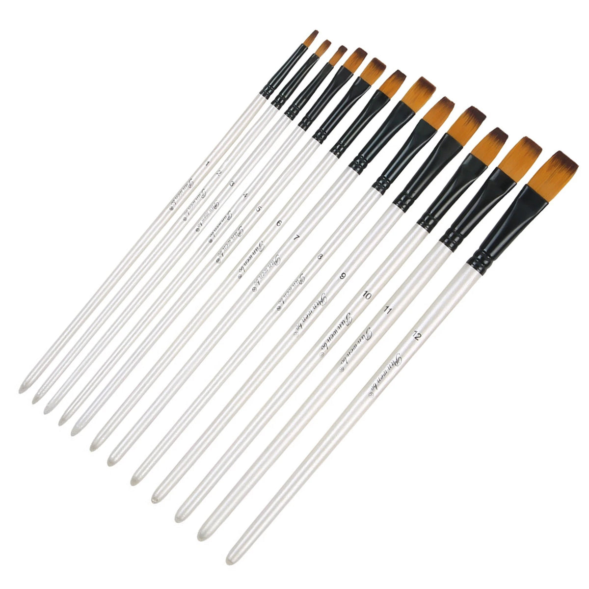 12Pcs Nylon Wool Artist Paint Brushes Fit For Watercolour Acrylic Gouache Tool