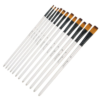 12Pcs Nylon Wool Artist Paint Brushes Fit For Watercolour Acrylic Gouache Tool