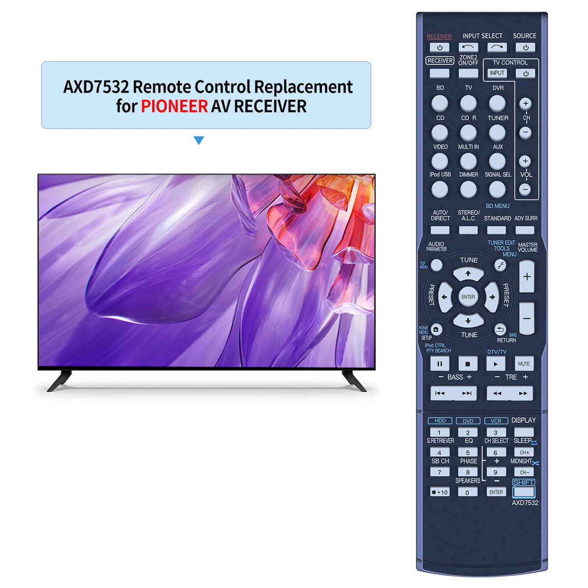 AXD7532 Remote Control For Pioneer AV Receiver VSX-1125-K VSX-60 VSX-819H