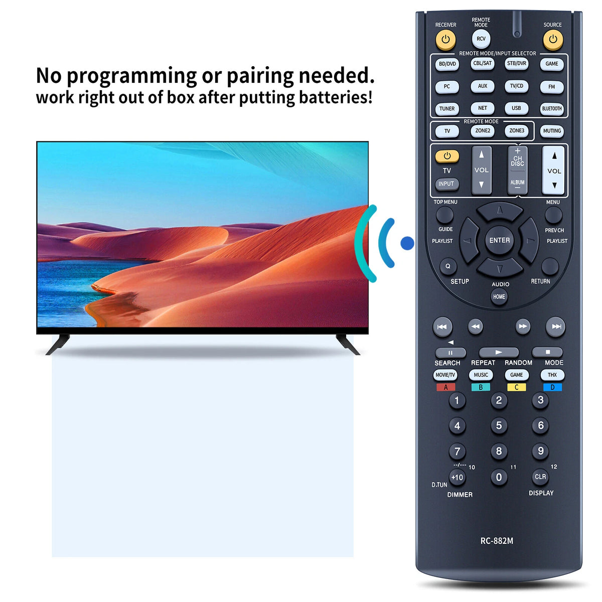 RC-882M Remote Control For Onkyo TX-NR838 TX-NR737 Audio Receiver