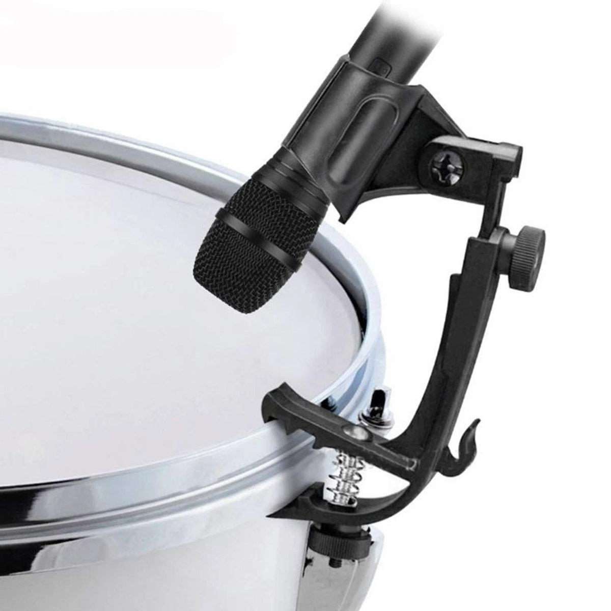 Adjustable Drum Rim Mic Clips - Microphone Mount Clamp (Pack of 2) Black