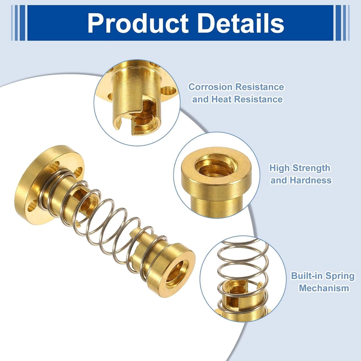 uxcell 4 Pcs Tr8x4 T8 POM Anti Backlash Spring Loaded Nut, Elimination