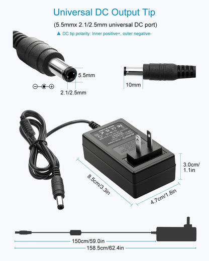 ALITOVE DC 12V Power Supply 2.5A 30W Adapter 100~240V AC to 12 Black