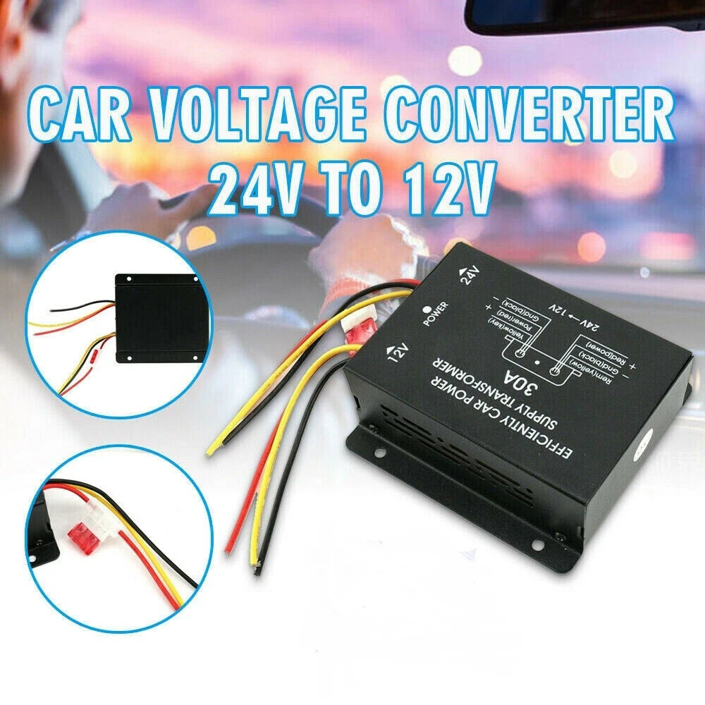30A Car 24V To 12V Voltage Reducer Step Down Inverter Supply Power Converter
