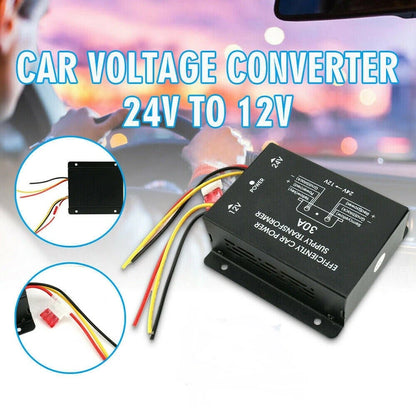 30A Car 24V To 12V Voltage Reducer Step Down Inverter Supply Power Converter