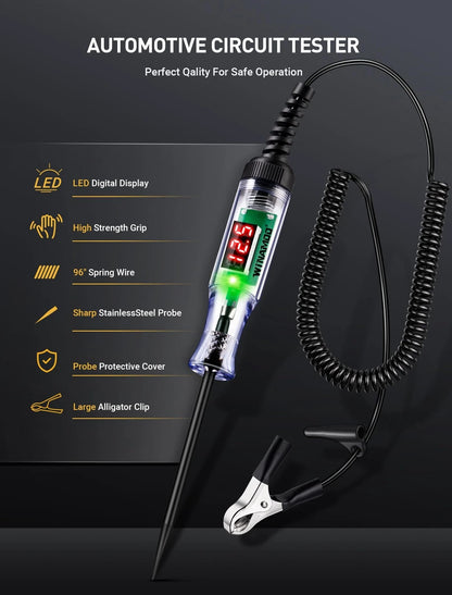 WINAMOO Automotive Test Light with 3-48V LED Digital Voltage 3V-48V, black