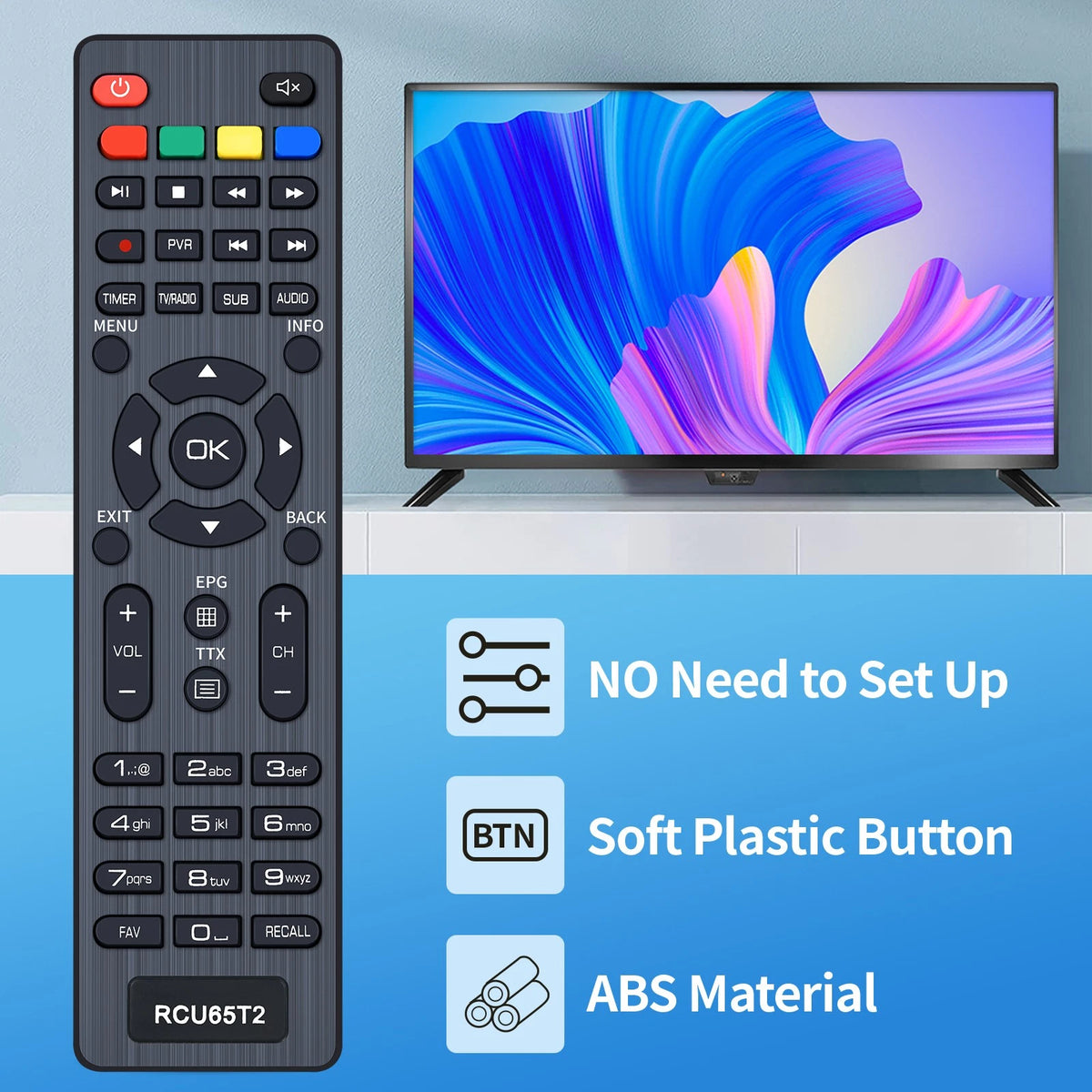 RCU65T2 Replace Remote Control For Comag SL65T2 DVBT2 Digital Receiver
