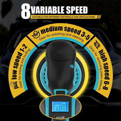 Vkdemer Cordless Car Buffer Polisher, 6 In 2.0AH BufferPolisher, Turquoise