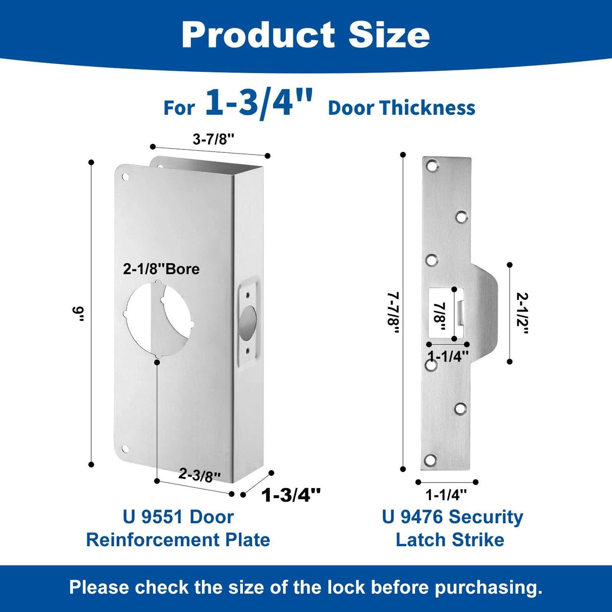 U 9551 Stainless Steel Lock and Door Reinforcement Finish