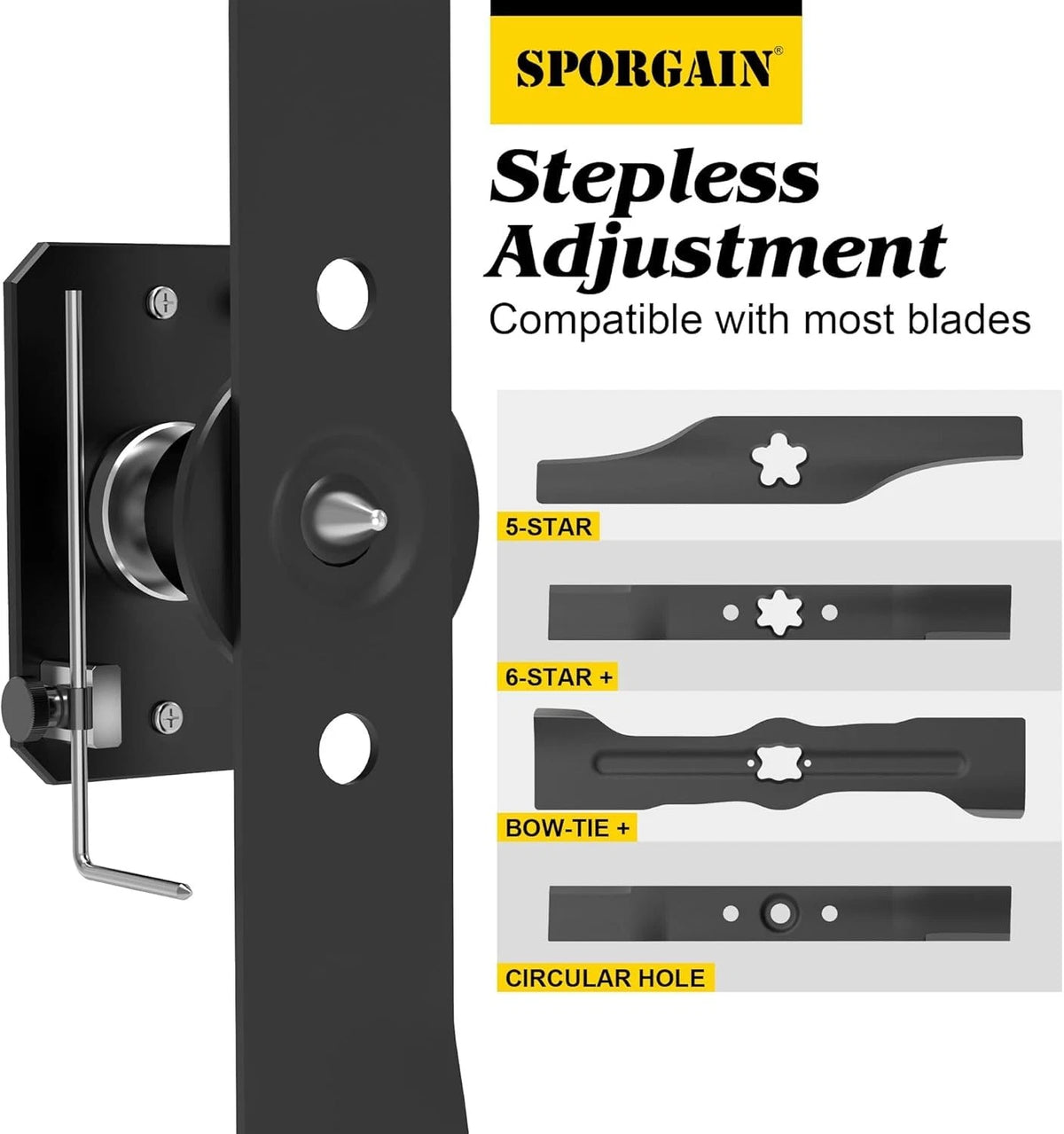 SporGain Lawn Mower Blade Sharpener & Balancer, Black