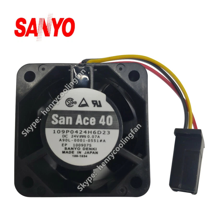 SANYO 109P0424H6D23 A90L-0001-0551#A DC 24V 0.07A 40*40*20mm Fanuc Cooling Fan