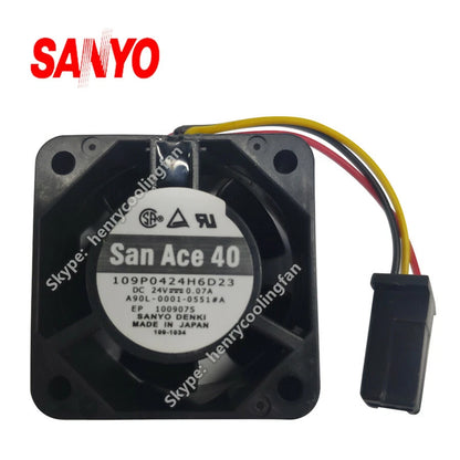 SANYO 109P0424H6D23 A90L-0001-0551#A DC 24V 0.07A 40*40*20mm Fanuc Cooling Fan