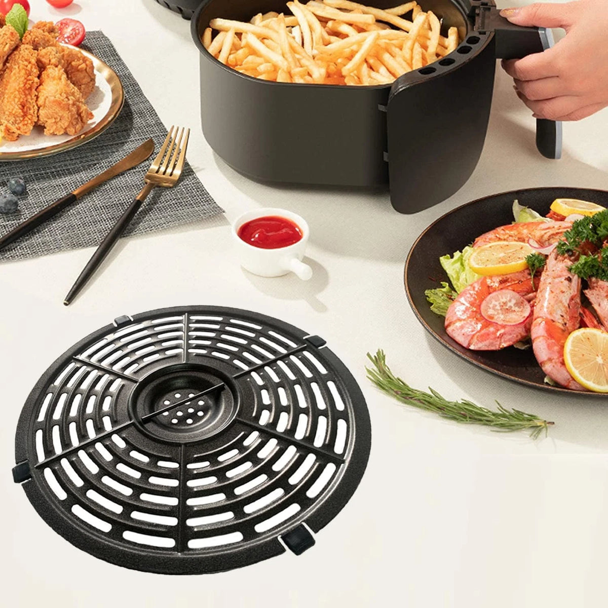 Nvkwca 5QT Air Fryer Rack for Gourmia GAF575/PowerXL/Ninja Foodi 5QT, Black