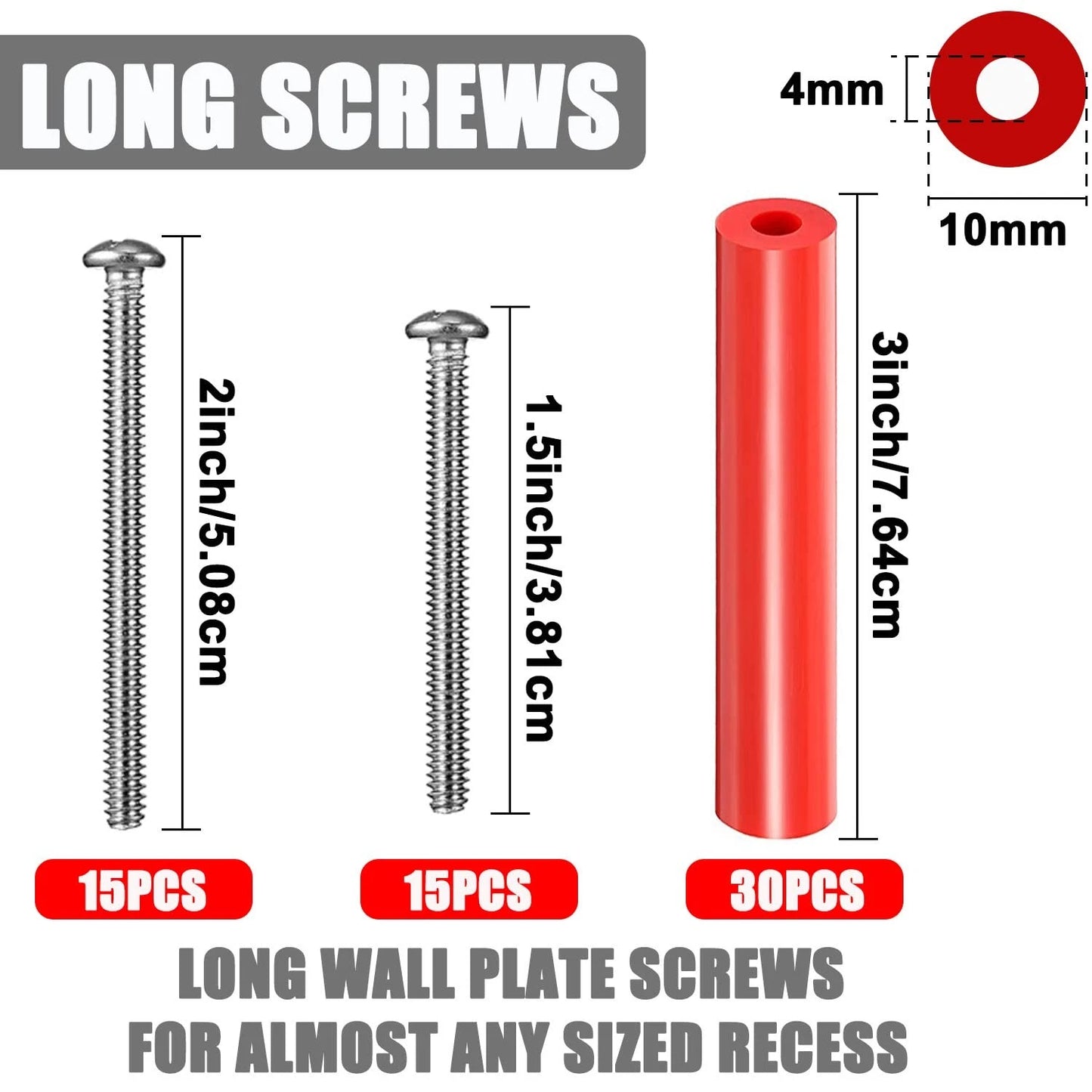 Electrical Outlet Box Extender Kit，Electrical Spacers, 60 Pack red