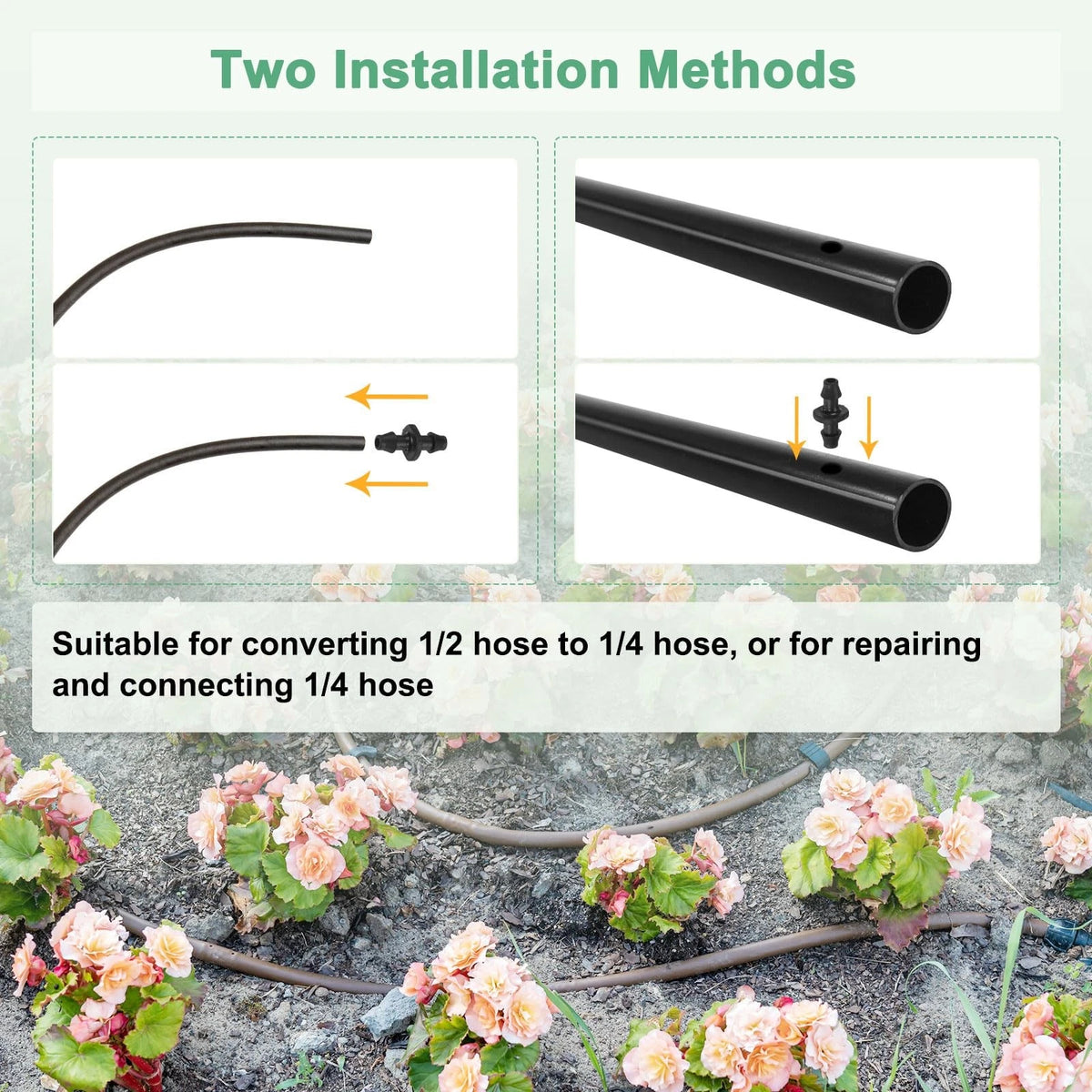 M METERXITY 25-Pack Drip Irrigation Barbed Fittings, for 1/4 Inch Black
