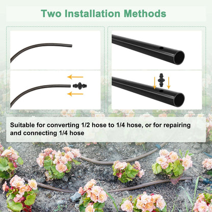 M METERXITY 25-Pack Drip Irrigation Barbed Fittings, for 1/4 Inch Black