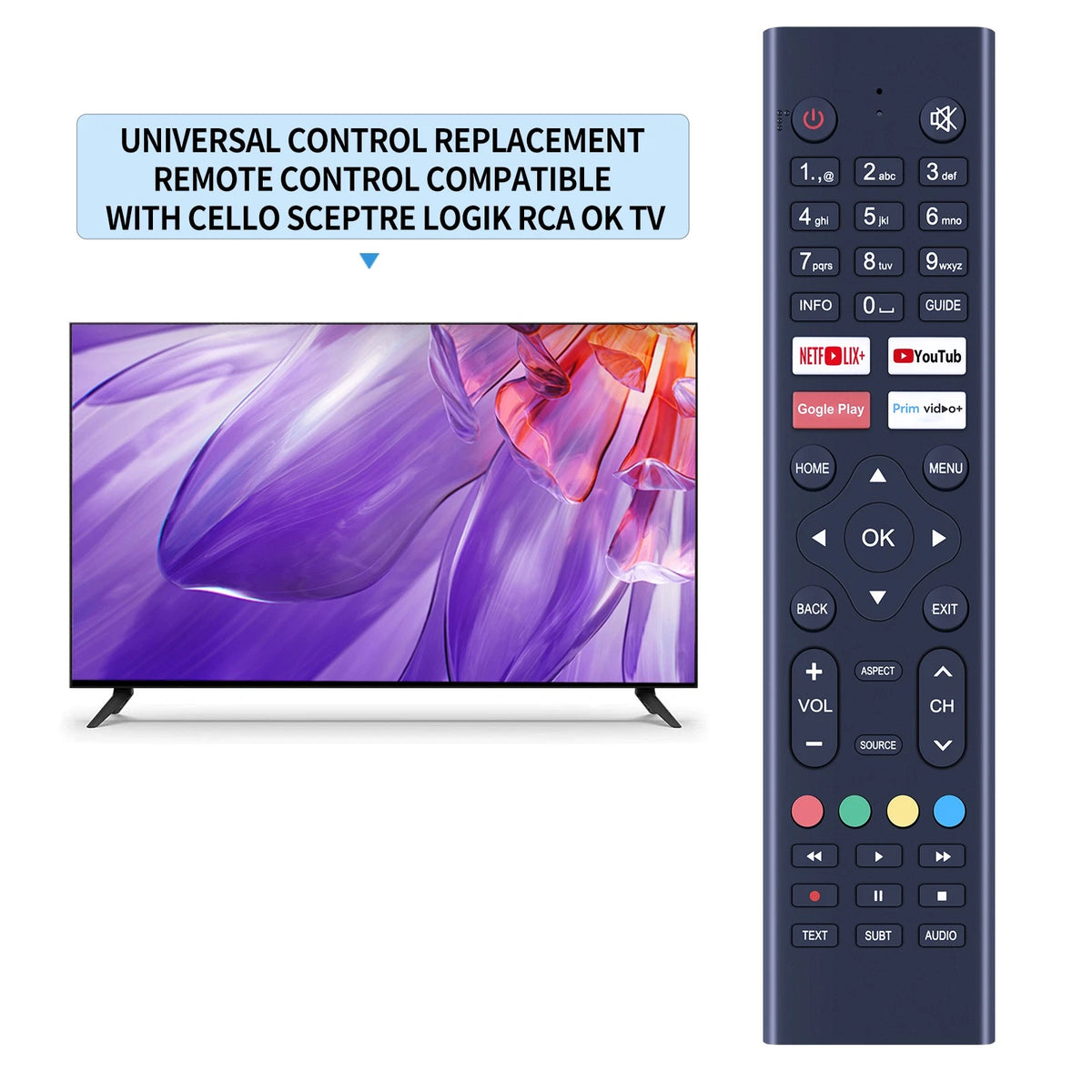Replacement Remote Control For Remote Control For CRUA 32 Inch Smart TV