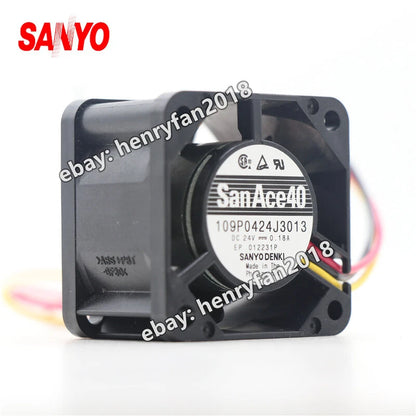 SANYO Denki 109P0424J3013 SanAce Fan DC 24V 0.18A 40*40*28MM 3-wire Cooling Fan