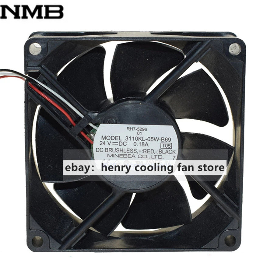 NMB 3110KL-05W-B69 Axial Fan DC 24V 0.18A 80*80*25mm 3-wires Printer Fan