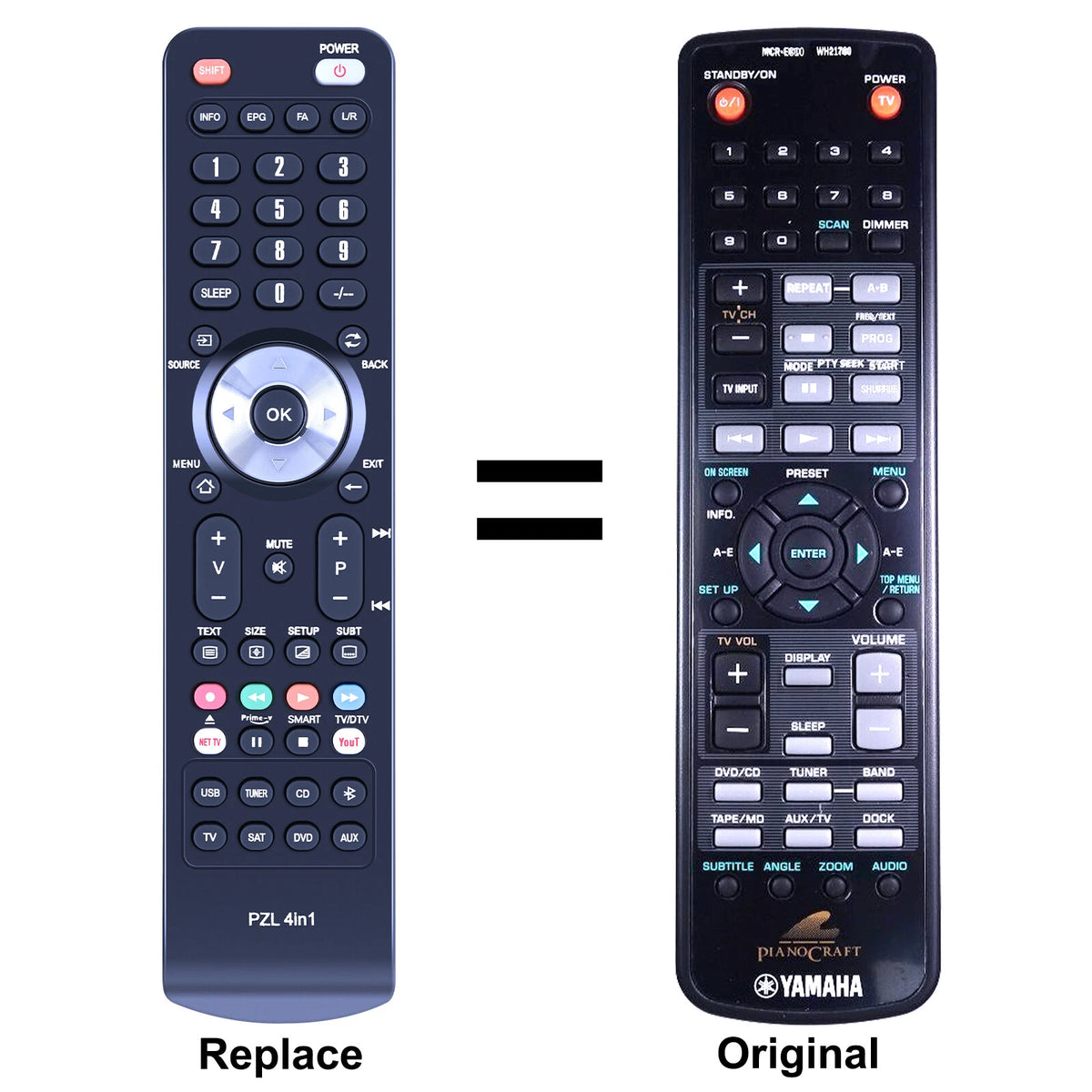 MCR-E810 WH21770 Replacement Remote Control For Yamaha Micro System DVD-E810