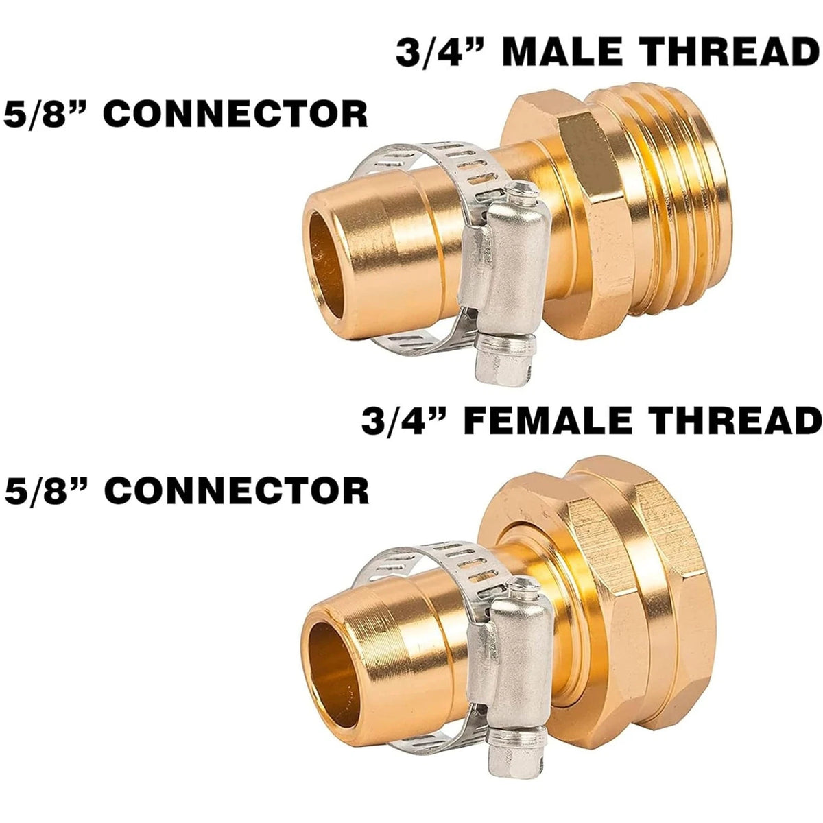 Hourleey Garden Hose Repair Connector with Clamps, Fit for 3/4" 4-Set, Gold