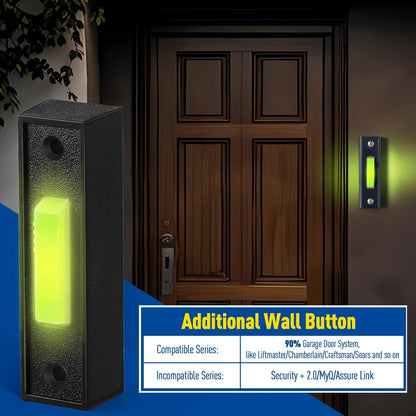 Lighted Doorbell Button, Garage Door Opener Switch with LED Light, Black