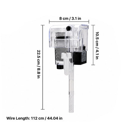 Quiet Energy Efficient Aquarium Waterfall Hang On Filter 250L/H 3W Cascade ABS