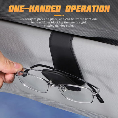 AICEL Sunglasses Holders for Car Sun Visor, Leather 1 PC, Black/Leather