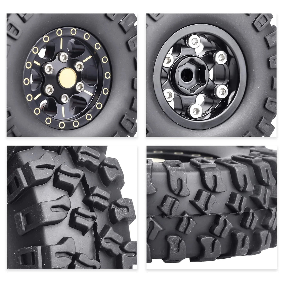 HobbyPark Brass 1.0 Beadlock Wheels and Tires for Traxxas TRX4M Medium