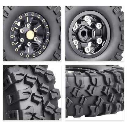 HobbyPark Brass 1.0 Beadlock Wheels and Tires for Traxxas TRX4M Medium