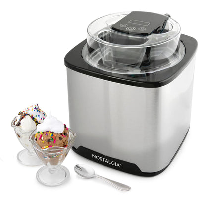 Nostalgia 2-Quart Electric Ice Cream Maker – Make Homemade Stainless Black