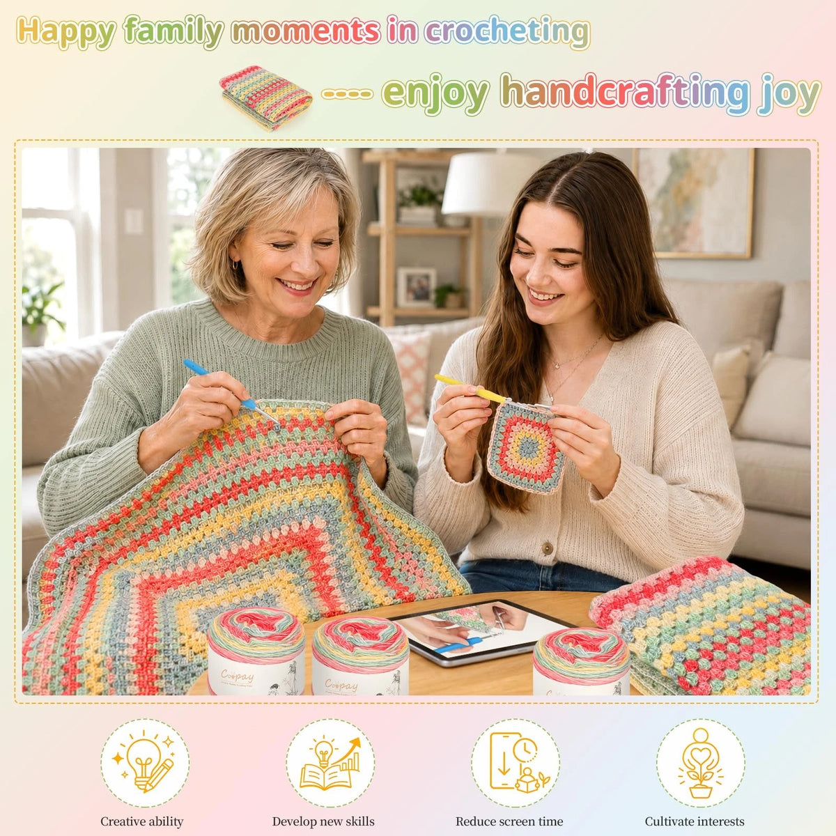Coopay Crochet Kit for Beginner 9.84 × 7.87 × 2.76 in, Elegant Grove