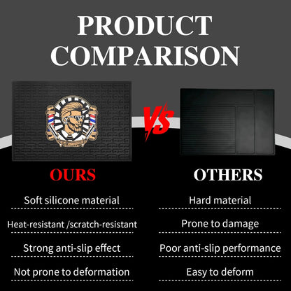 Non-Slip barber mats for clippers, Flexible Rubber Barber C 17.7x11.8, Black