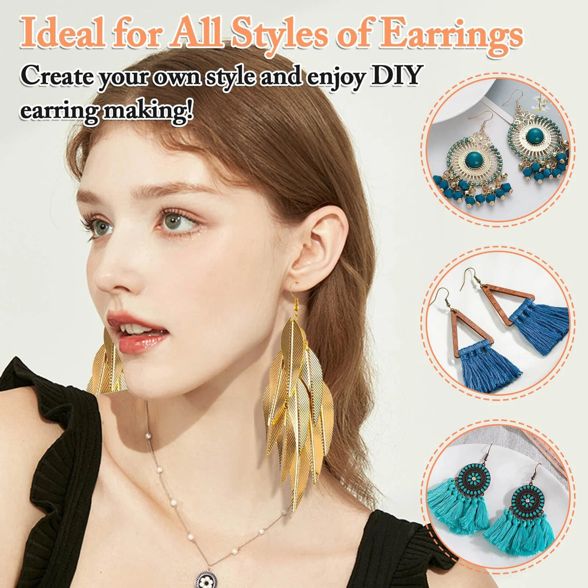 Cridoz 960PCS Earrings Making Supplies Kit with 240PCS Earring Multicolors